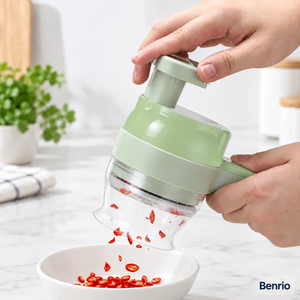 【毎日の下ごしらえを手軽に✨】Benrio 電動マルチカッター｜刻む・スライス・皮むき・ブラシ洗い 【全国送料無料🚗】